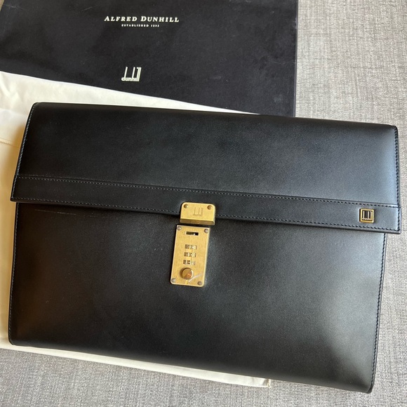 Priced to sell! Unused Dunhill brief case w/ dust bag and box (leather ) - Picture 1 of 16